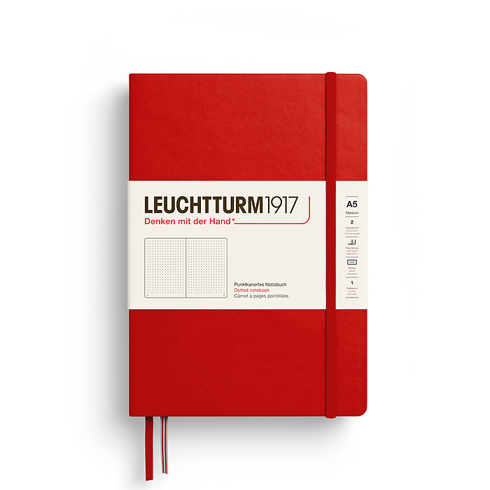 Libreta Medium (A5), Tapa dura, 251 Páginas numeradas, Cherry, Punteado