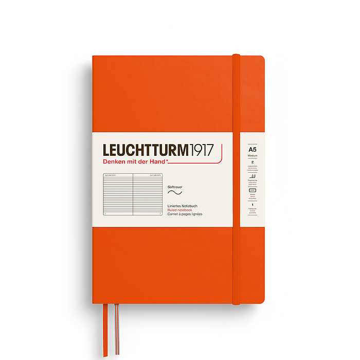 Libreta Medium (A5), Tapa blanda, 123 Páginas numeradas, Pumpkin, Rayado