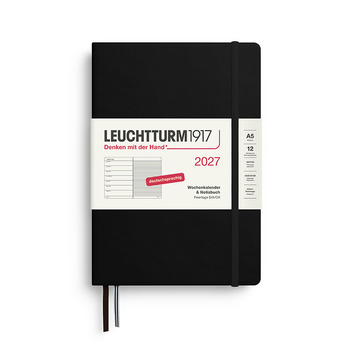 Agenda Semana Vista & Libreta  Medium (A5) 2027, Negro, Alemán
