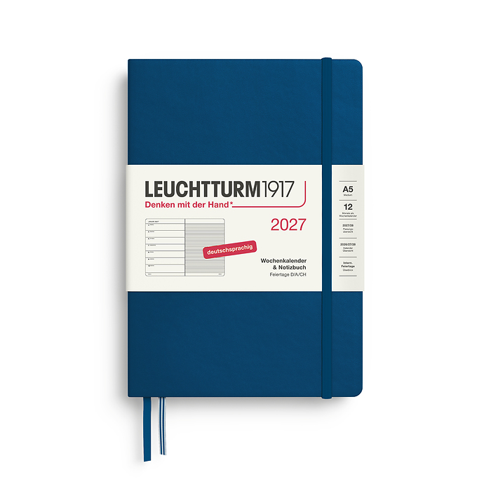 Agenda Semana Vista & Libreta  Medium (A5) 2027, Indigo, Alemán