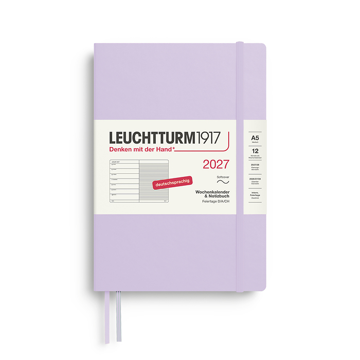 Agenda Semana Vista & Libreta  Medium (A5) 2027, Tapas blandas, Lilac, Alemán