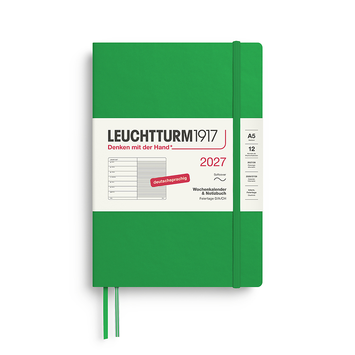 Agenda Semana Vista & Libreta  Medium (A5) 2027, Tapas blandas, Spring Leaf, Alemán