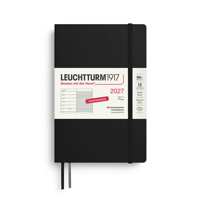 Agenda Semana Vista & Libreta  Paperback (B6+) 2027, Tapas blandas, Negro, Alemán