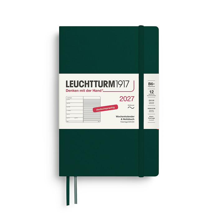 Agenda Semana Vista & Libreta  Paperback (B6+) 2027, Tapas blandas, Forest Green, Alemán