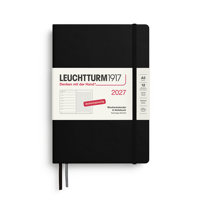 Agenda Semana Vista & Libreta  Punteado Medium (A5) 2027, Negro, Alemán