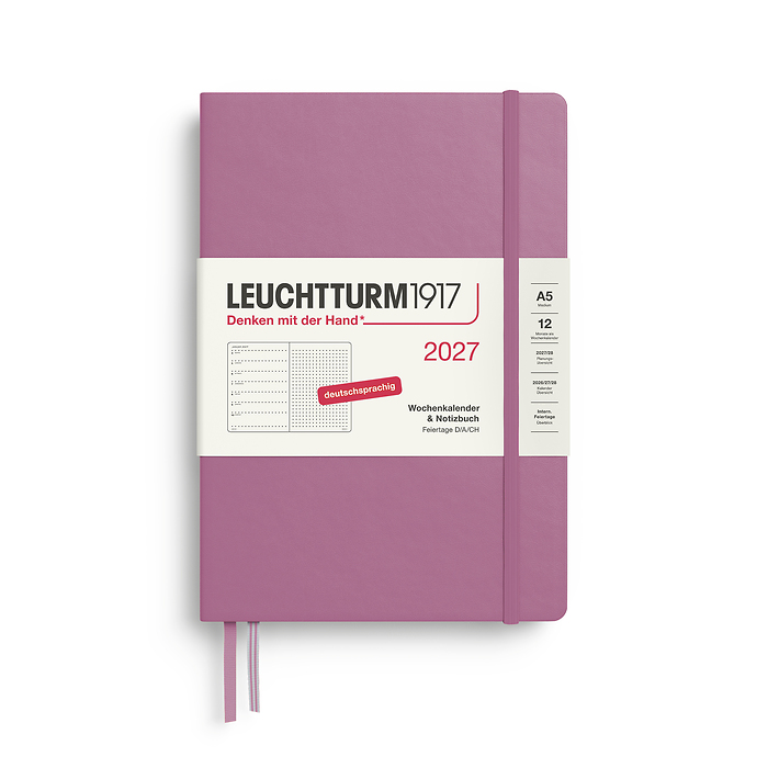 Agenda Semana Vista & Libreta  Punteado Medium (A5) 2027, Dusty Rose, Alemán