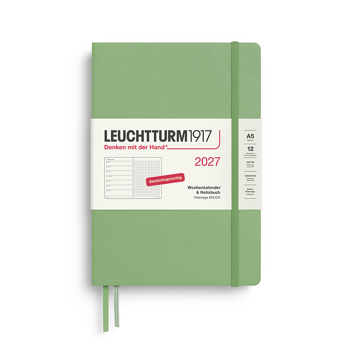 Agenda Semana Vista & Libreta  Punteado Medium (A5) 2027, Sauge, Alemán