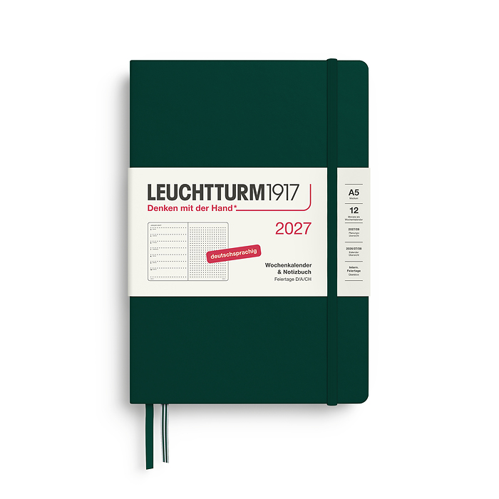 Agenda Semana Vista & Libreta  Punteado Medium (A5) 2027, Forest Green, Alemán