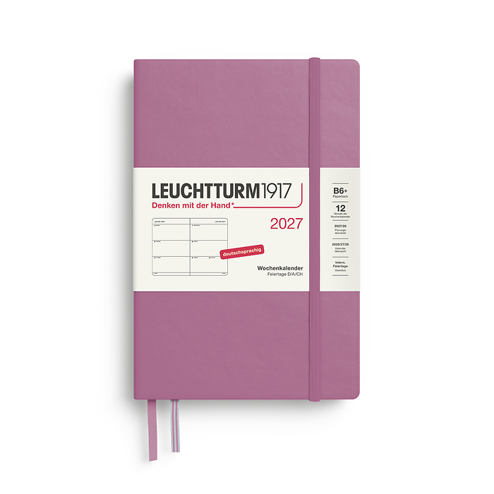 Agenda Semana Vista Paperback  (B6+) 2027, Dusty Rose, Alemán