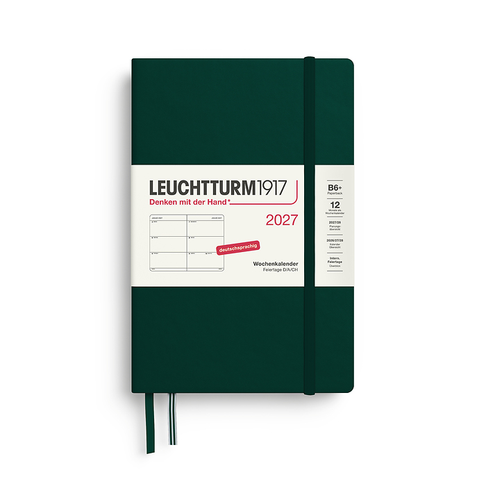 Agenda Semana Vista Paperback  (B6+) 2027, Forest Green, Alemán