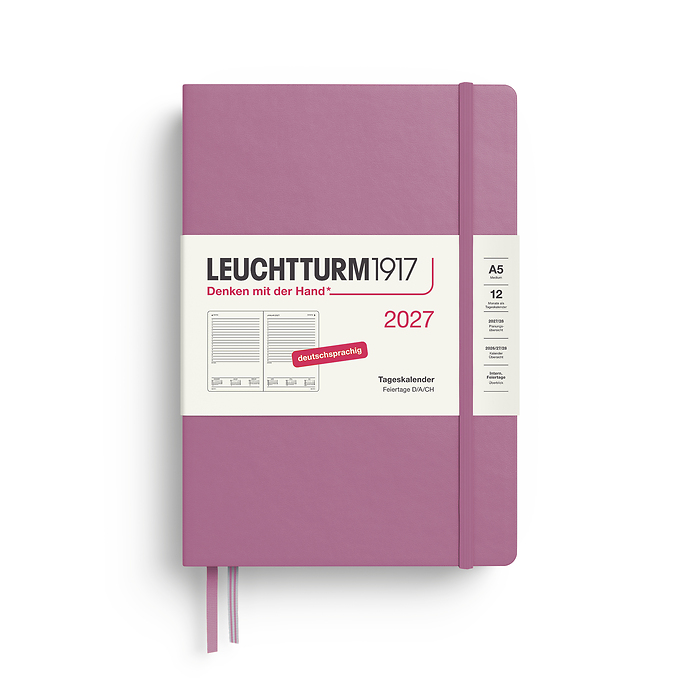 Agenda Día Página Medium (A5)  2027, Dusty Rose, Alemán