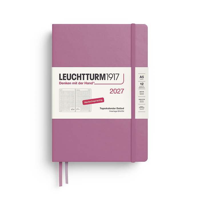 Agenda Día Página Punteado Medium (A5) 2027, Dusty Rose, Alemán