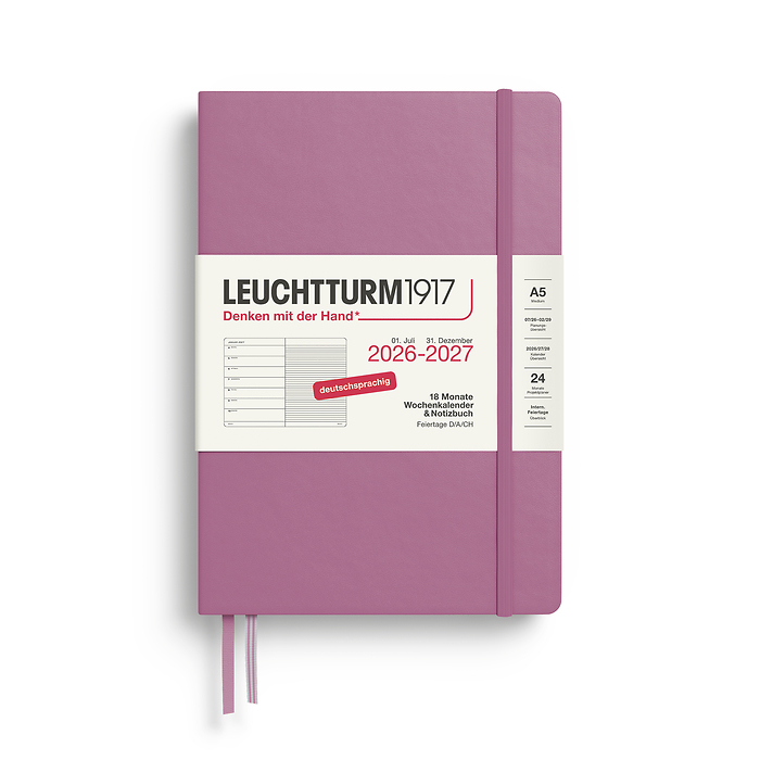 Agenda Semanal & Libreta Medium (A5) 2027, 18 Meses, Dusty Rose, Alemán