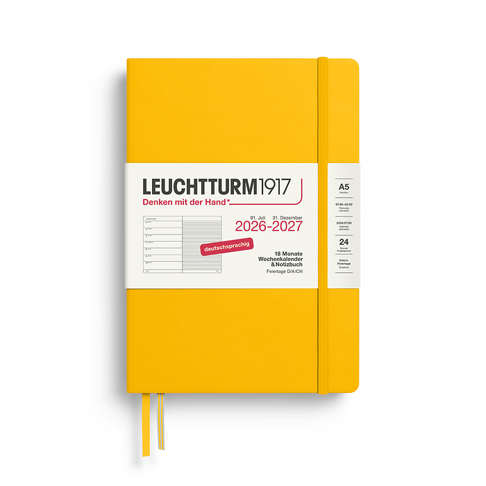 Agenda Semanal & Libreta Medium (A5) 2027, 18 Meses, Sunflower, Alemán