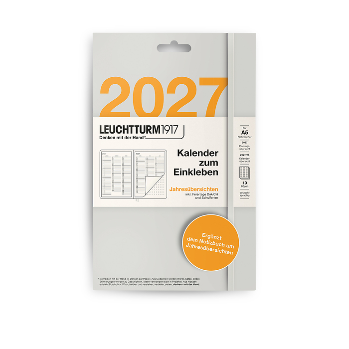 Agenda adhesiva 2027, Vista por años, Alemán