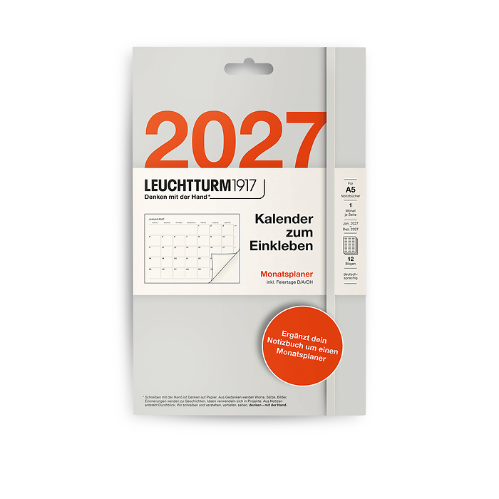 Agenda adhesiva 2027, Planificador Mensual, Alemán