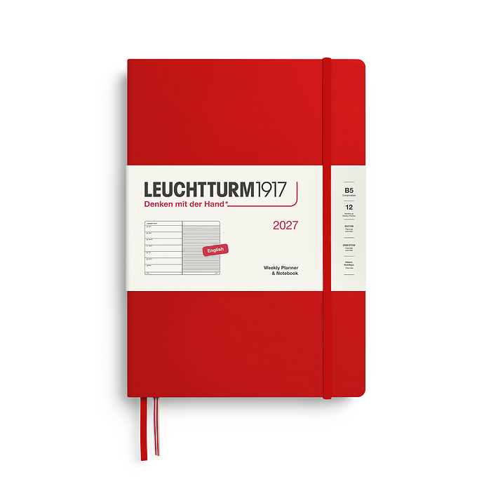 Agenda Semana Vista & Libreta  Composition (B5) 2027, Cherry, Inglés
