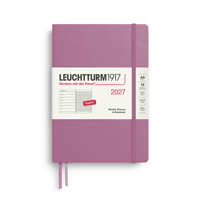 Agenda Semana Vista & Libreta  Medium (A5) 2027, Dusty Rose, Inglés
