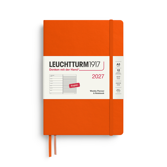 Agenda Semana Vista & Libreta  Medium (A5) 2027, Pumpkin, APlemán