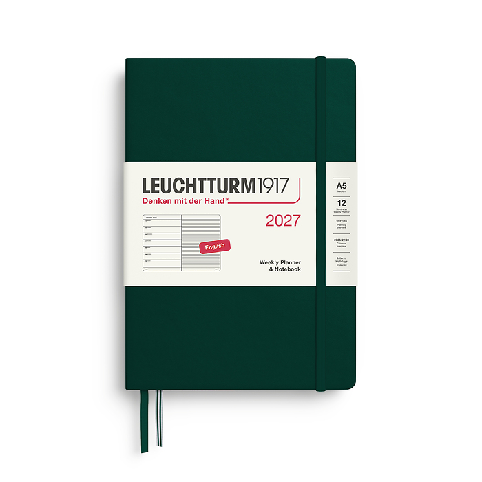 Agenda Semana Vista & Libreta  Medium (A5) 2027, Forest Green, Inglés