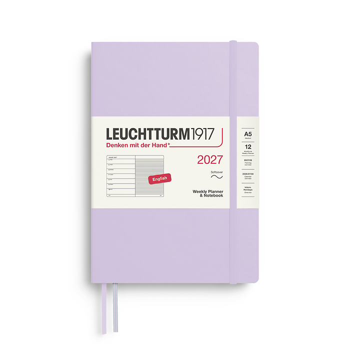 Agenda Semana Vista & Libreta  Medium (A5) 2027, Tapas blandas, Lilac, Inglés