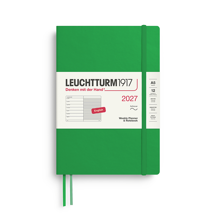Agenda Semana Vista & Libreta  Medium (A5) 2027, Tapas blandas, Spring Leaf, Inglés
