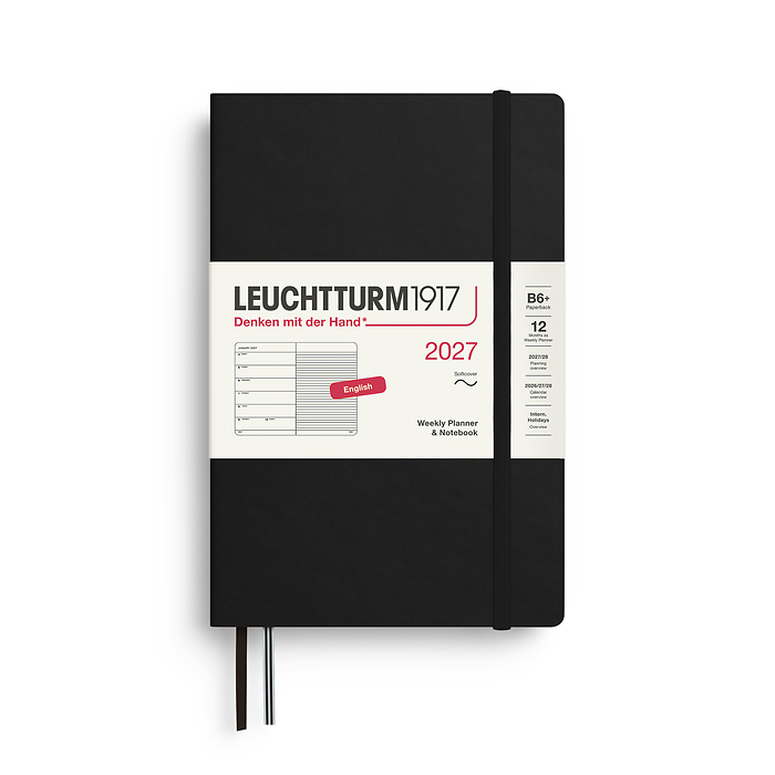 Agenda Semana Vista & Libreta  Paperback (B6+) 2027, Tapas blandas, Negro, Inglés