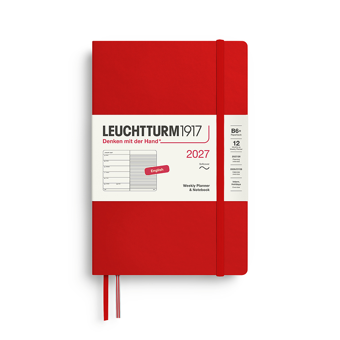 Agenda Semana Vista & Libreta  Paperback (B6+) 2027, Tapas blandas, Cherry, Inglés