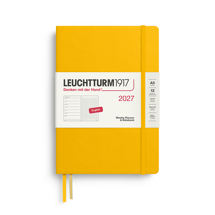 Agenda Semana Vista & Libreta  Punteado Medium (A5) 2027, Sunflower, Inglés
