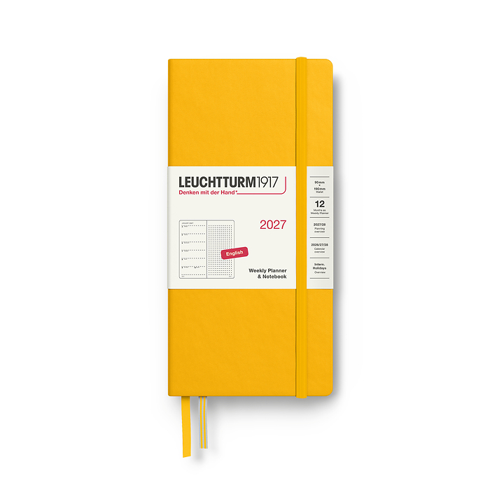 Agenda Semana Vista & Libreta Punteado Wallet (B6+ x A6) 2027, Sunflower, Inglés