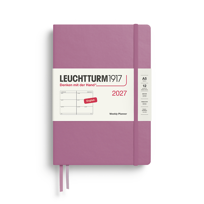 Agenda Semana Vista Medium (A5) 2027, Dusty Rose, Inglés