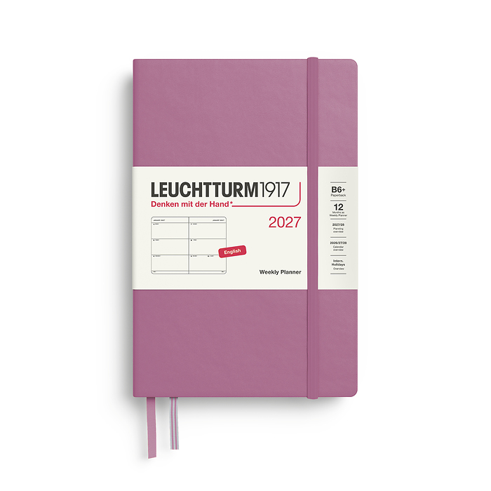 Agenda Semana Vista Paperback  (B6+) 2027, Dusty Rose, Inglés