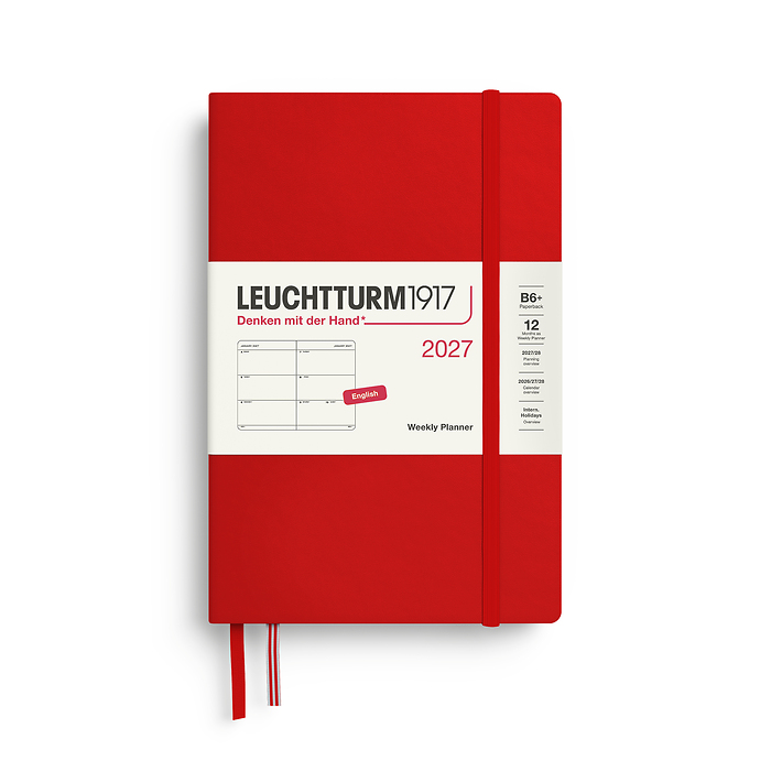 Agenda Semana Vista Paperback  (B6+) 2027, Cherry, Inglés