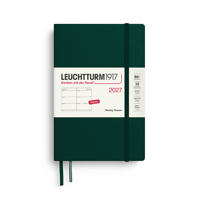 Agenda Semana Vista Paperback  (B6+) 2027, Forest Green, Inglés