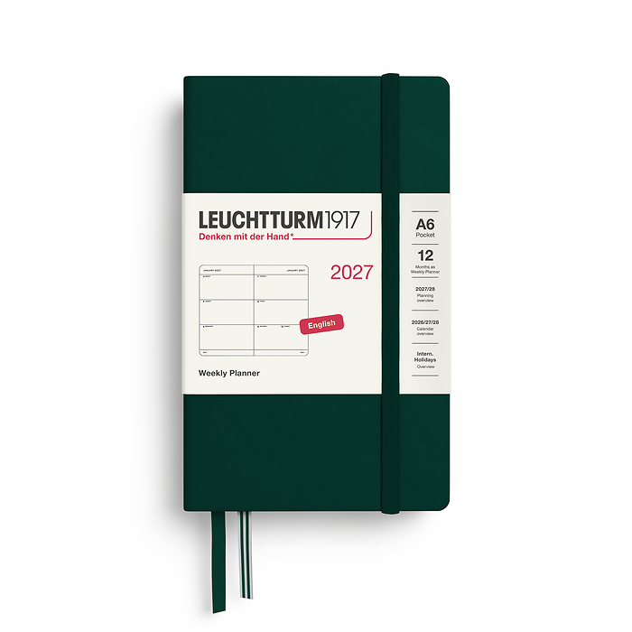 Agenda Semana Vista Pocket (A6) 2027, Forest Green, Inglés