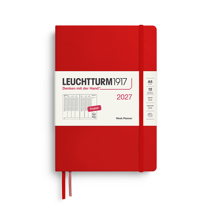 Planificador Semanal Medium (A5) 2027, Cherry, Inglés