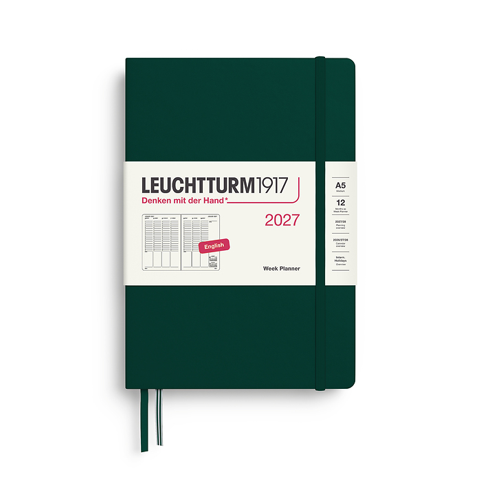 Planificador Semanal Medium (A5) 2027, Forest Green, Inglés