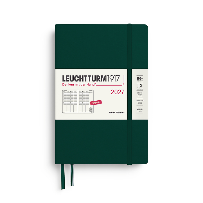 Planificador Semanal Paperback (B6+) 2027, Forest Green, Inglés