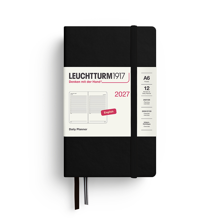 Agenda Día Página Pocket (A6)  2027, Negro, Inglés