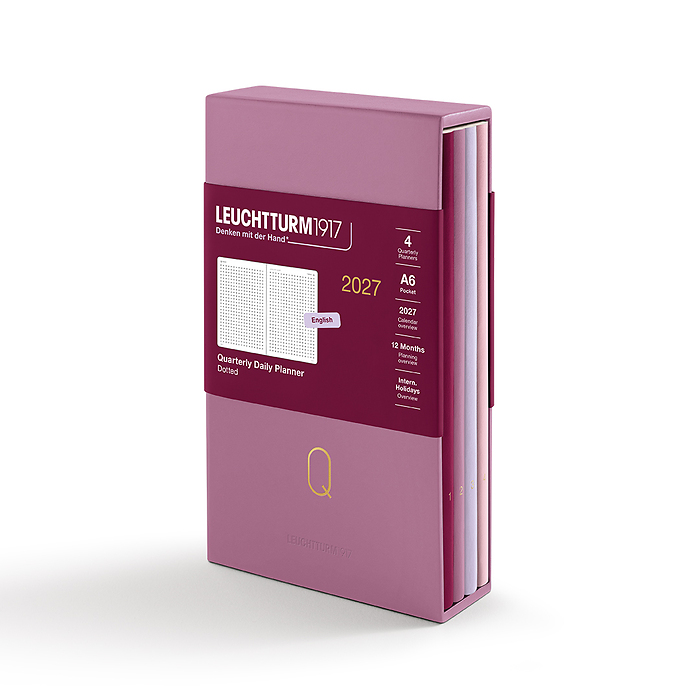 Quarterly Agenda Dá Pagína, Punteado, Pocket A6, 2027, juego de 4, Shades of Rose, Inglés