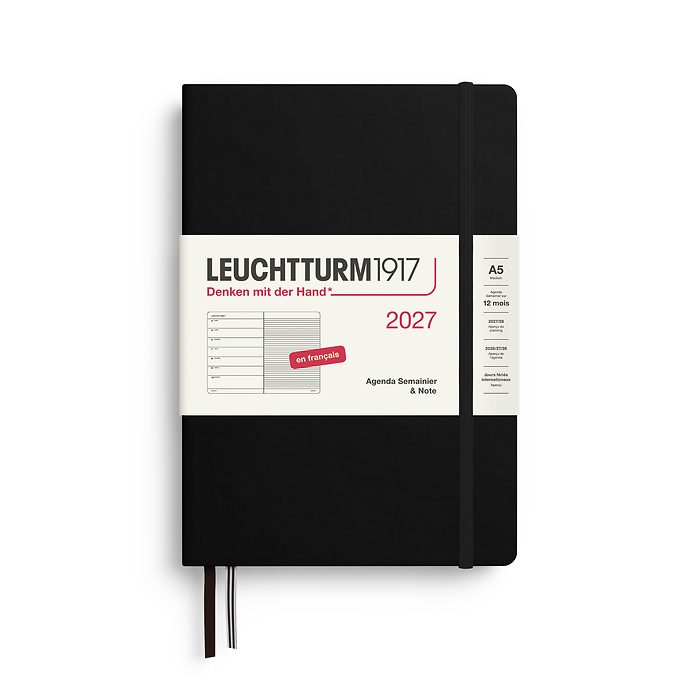 Agenda Semana Vista & Libreta  Medium (A5) 2027, Negro, Francés