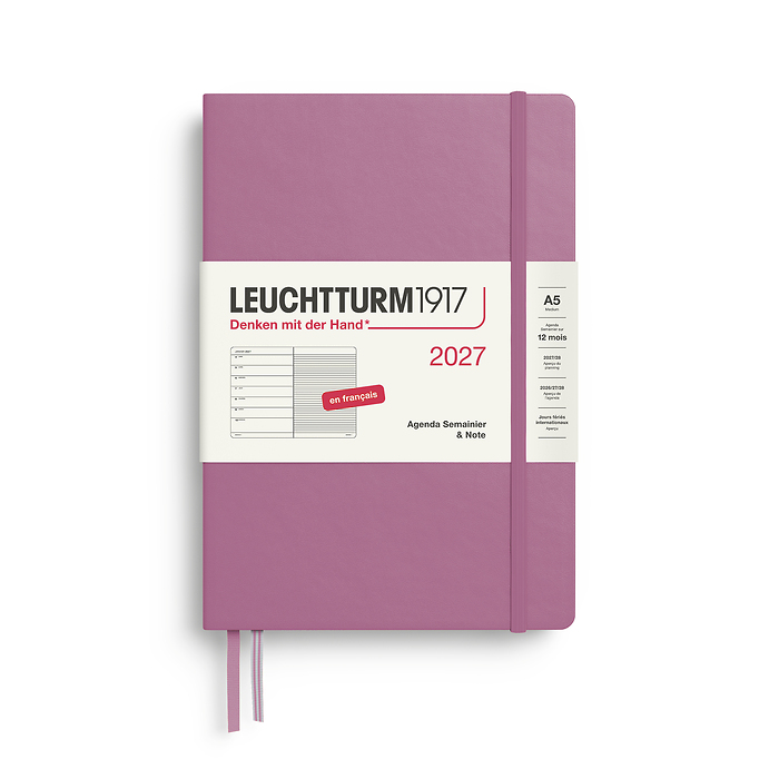 Agenda Semana Vista & Libreta  Medium (A5) 2027, Dusty Rose, Francés