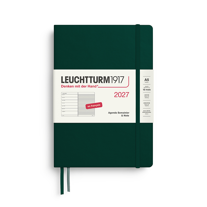 Agenda Semana Vista & Libreta  Medium (A5) 2027, Forest Green, Francés