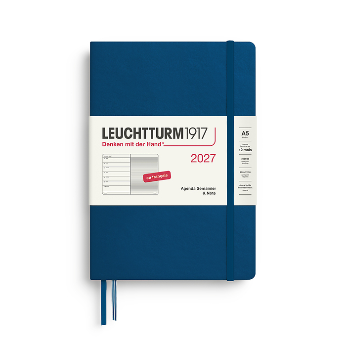 Agenda Semana Vista & Libreta  Medium (A5) 2027, Indigo, Francés