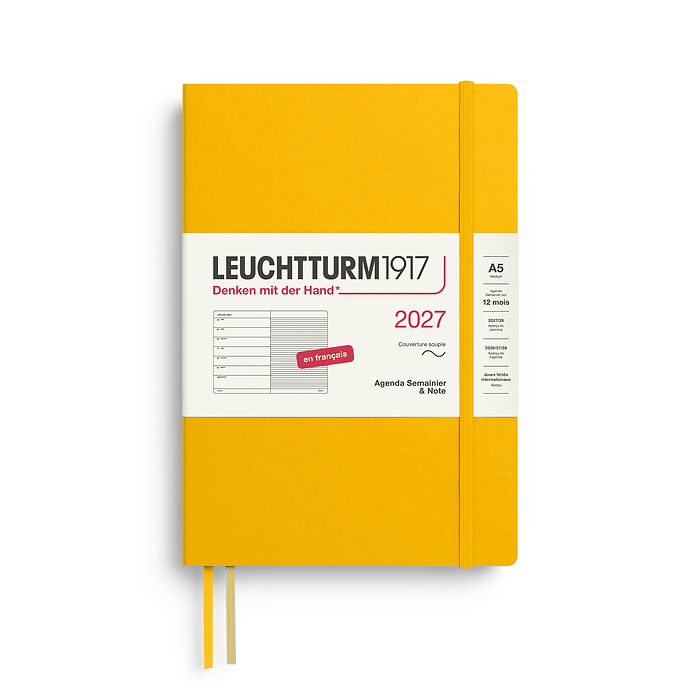 Agenda Semana Vista & Libreta  Medium (A5) 2027, Tapas blandas, Sunflower, Francés