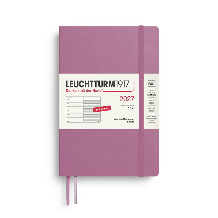 Agenda Semana Vista & Libreta  Paperback (B6+) 2027, Tapas blandas, Dusty Rose, Francés