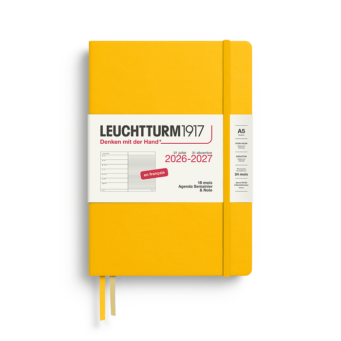 Agenda Semanal & Libreta Medium (A5) 2027, 18 Meses, Sunflower, Francés
