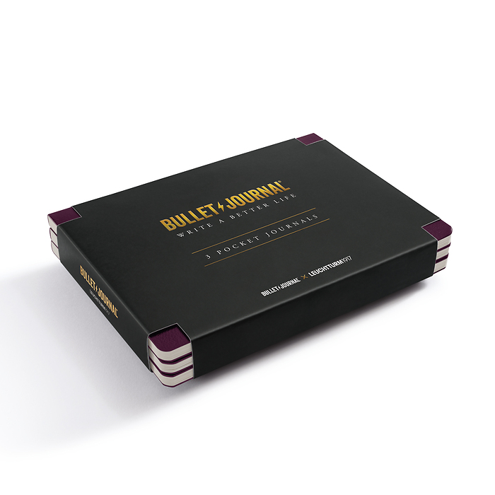 Bullet Journal Pocket, 46 páginas numeradas, Punteado, Purple26, juego de 3