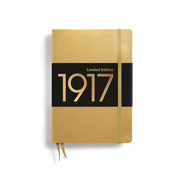 Libreta Medium (A5), Tapa dura, 251 Páginas numeradas, Gold, Punteado