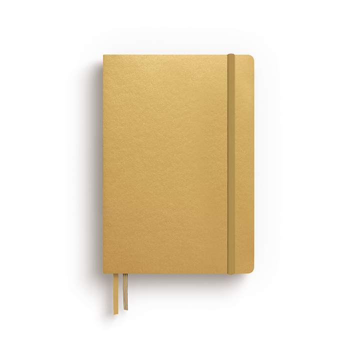 Libreta Medium (A5), Tapa dura, 251 Páginas numeradas, Gold, Punteado
